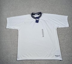 VTG Reebok Shirt Mens L White Mesh Raglan Short Sleeve Athletic Training Jersey