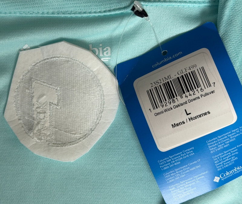 Columbia Omni-Wick Oakland Downs Pullover Mens L Aqua 1/4 Zip NWT gallery