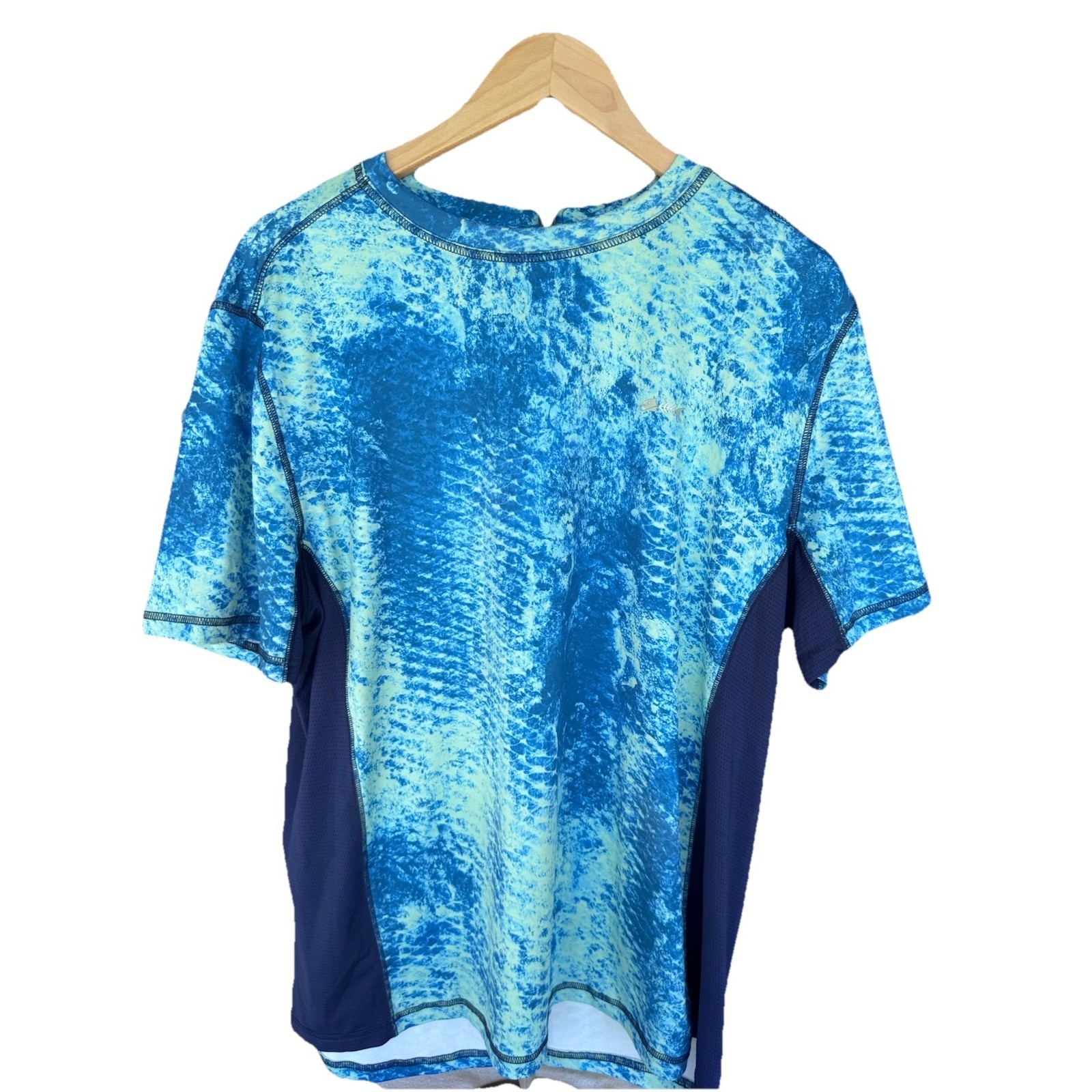 Silver Bait Mens Performance Fishing Shirt Blue Green Abstract Mesh Size M gallery