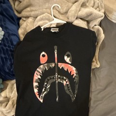 A Bathing Ape BAPE Men’s Shark Graphic Print Cotton Crew Neck T-Shirt L