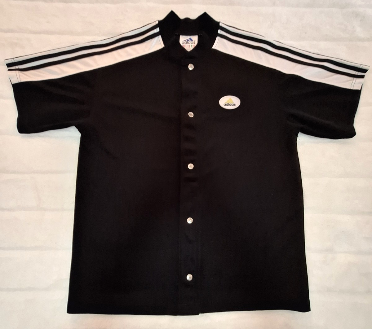 Adidas Vintage 90s Snap Front Warm Up Jersey Black/ White- Mens- Medium gallery