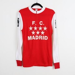 Vintage 60s/70s FC Madrid Red Cycling Shirt Knitted Athletic Size Small/Medium