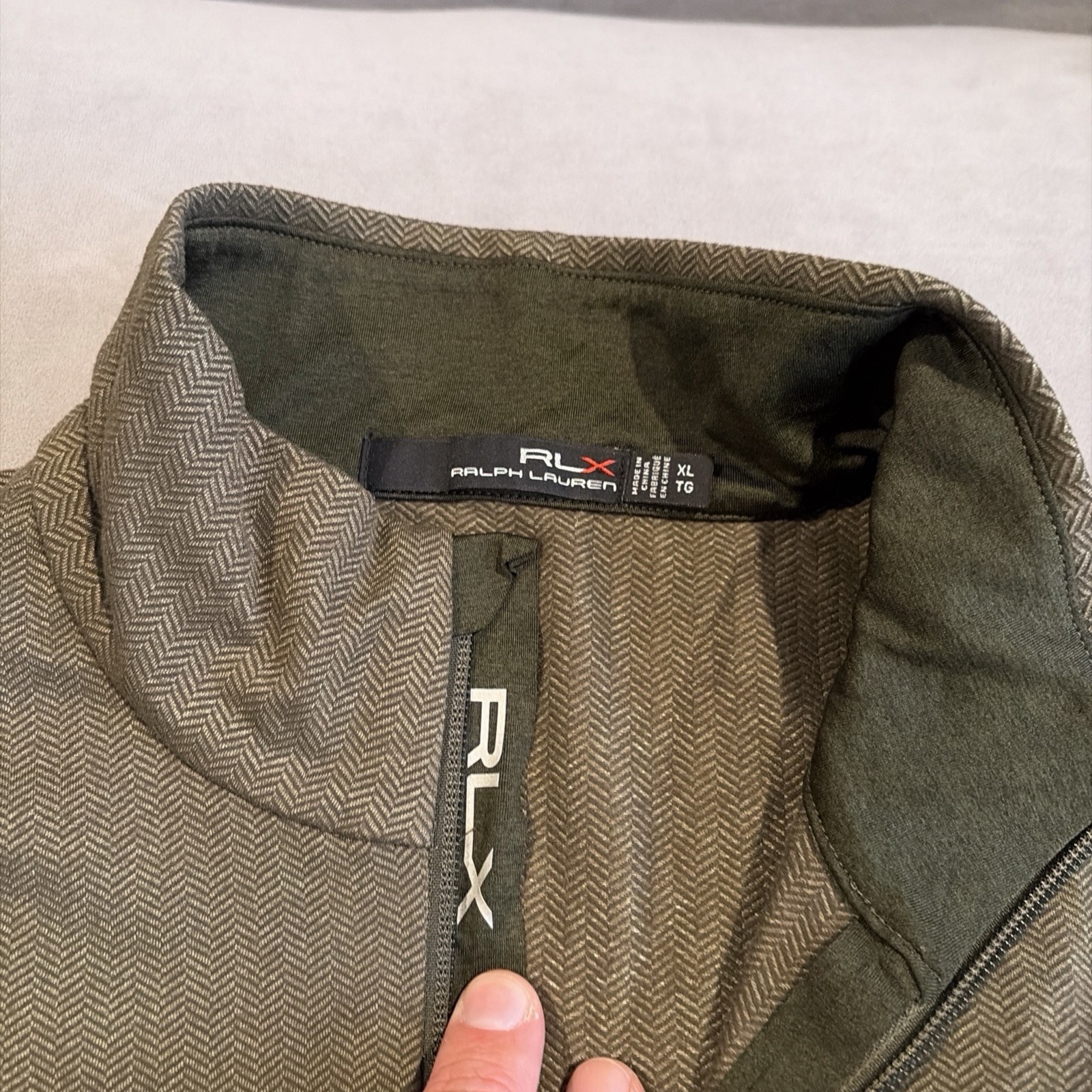 RLX - Ralph Lauren - Green Herringbone Pattern Quarter Zip Golf Pullover - XL gallery