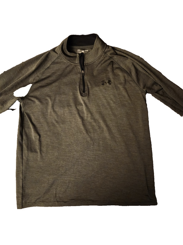 Men's Under Armour Heat Gear Long Sleeve Zip Front-Carbon Hthr/Black gallery
