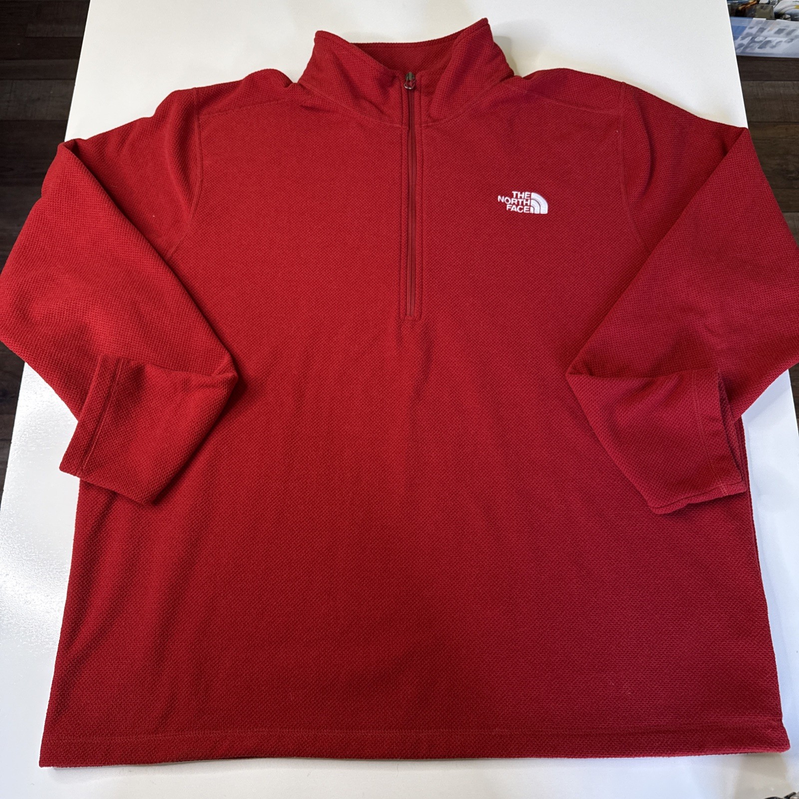 THE NORTH FACE 1/4 Zip Fleece Pullover Red SZ XXL Waffle Knit gallery