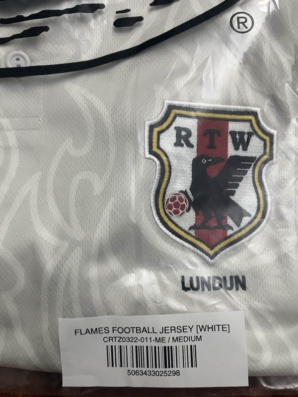 2025 Corteiz Japan Flames Football Soccer Jersey White Size M Medium gallery