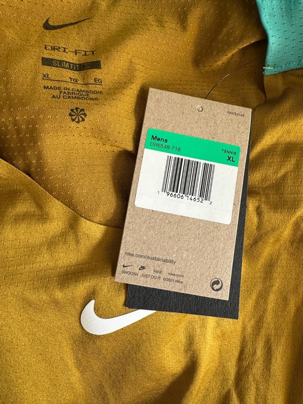 Nike Court Dri-Fit Advantage Tennis Mens Shirt Green Slim Fit DR6548-716 Size XL gallery