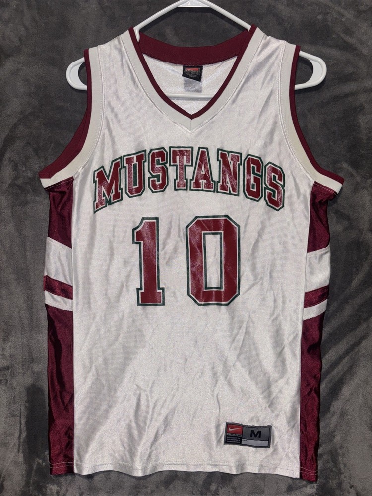 Vintage Nike Teams Jersey MUSTANGS #10 Red/green/white Y2K Basketball