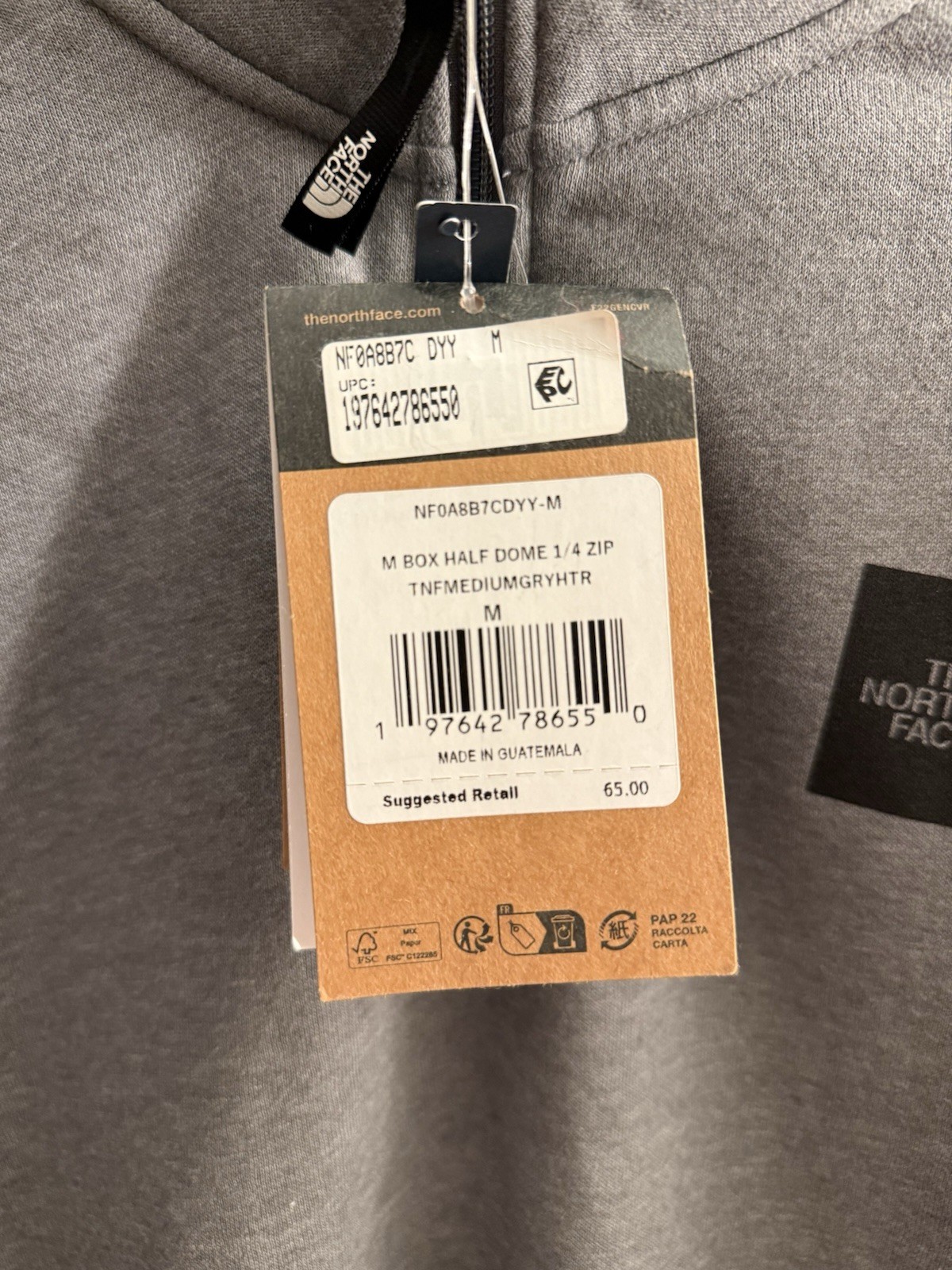 The North Face Heather Gray 1/4 Zip Mens Size Medium Fleece Pullover NEW W/ Tags gallery