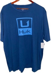 Huk Shirt Mens 2XL Blue Short Sleeve Huk Salute Set Sail Tee Quick Dry Blue