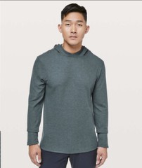 Mens Lululemon Shift Stitch Hooded Thermal Long Sleeve Size M Gravity Blue