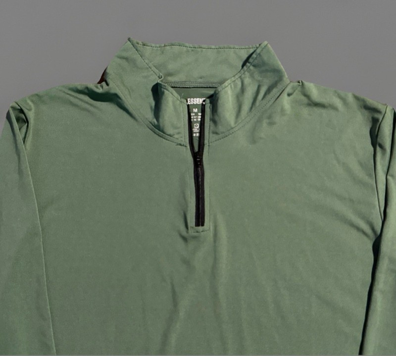Real Essentials Men's Quarter Zip Pullover Shirt Green Long Sleeve Athletic Sz M gallery