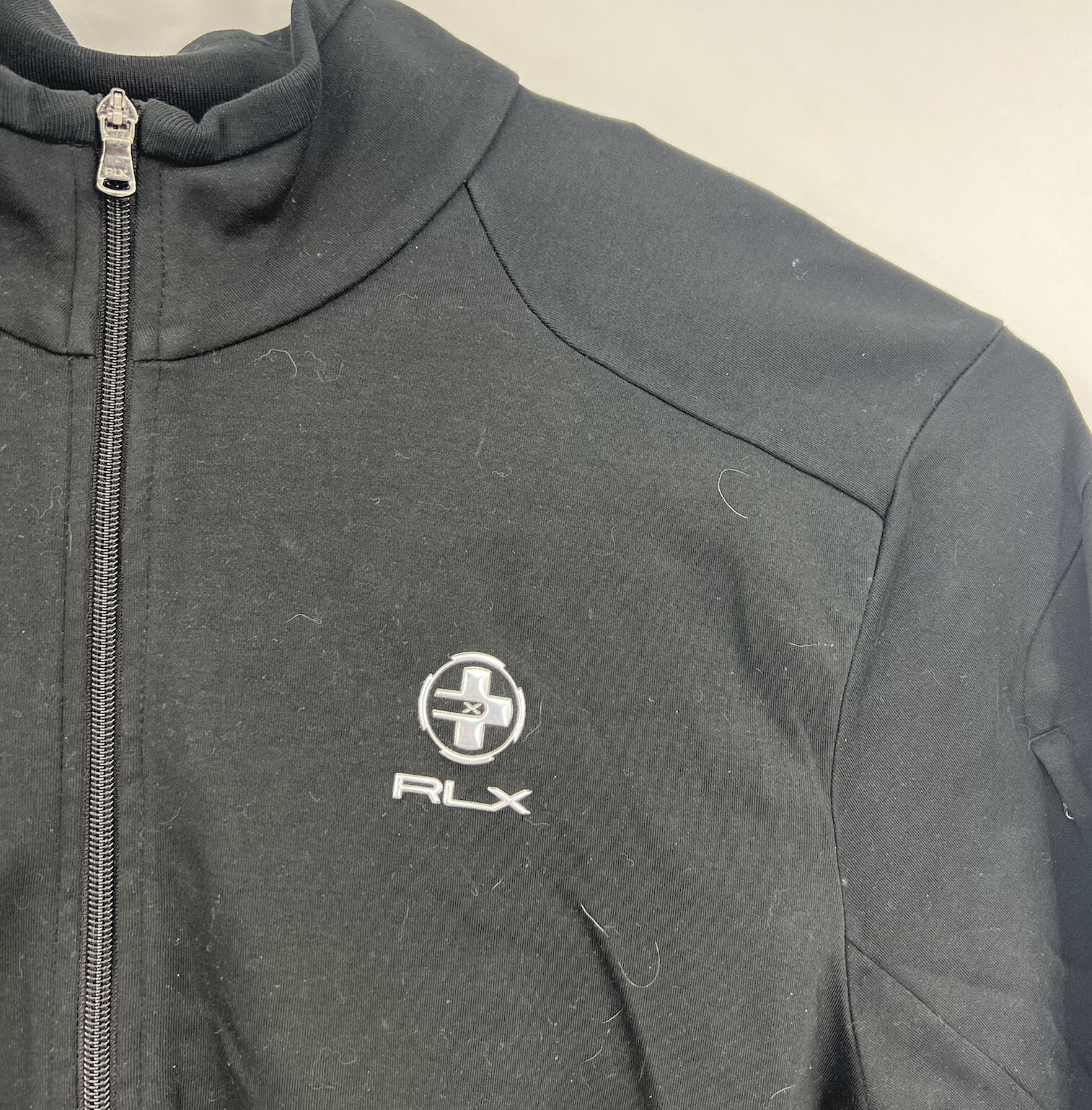 RLX Polo Ralph Lauren Full Zip Mock Neck Jacket Large Black Sweater gallery