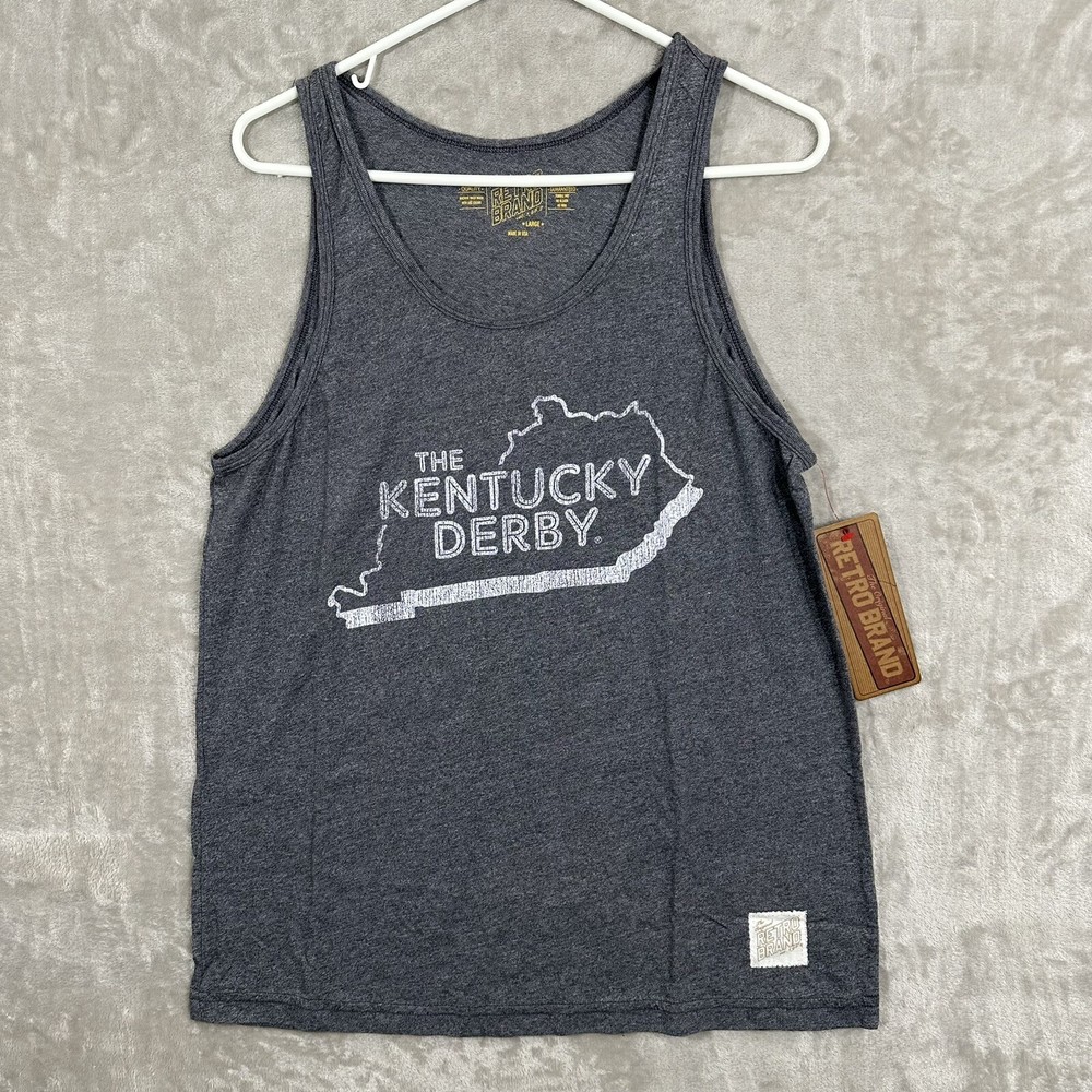 Kentucky Derby Original Retro Brand State Mock Twist Tank Top, Charcoal