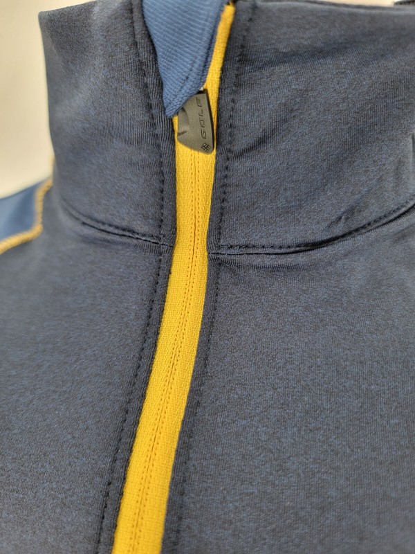 NEW Columbia Golf Omni-Wick Panel LS Blue Yellow 1/4 Zip Pullover Shirt Men's S gallery