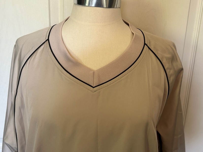 FootJoy Golf Pullover Jacket Wind Shirt Short Sleeve Beige V Neck Zip Pocket XL gallery