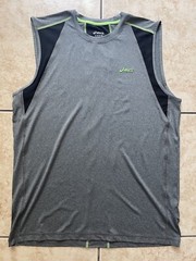 Asics Men’s Sleeveless Running Shirt Gray XL Training Athletic Sports Tee Racing