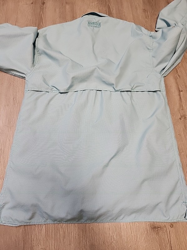 Magellan Aransas Pass Green Micro Check Fishing Vented Lightweight Shirt Mens M gallery
