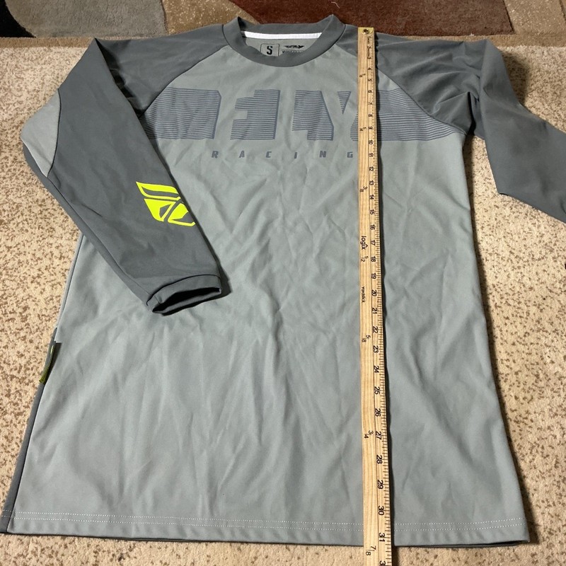 Fly Racing Windproof Jersey Mens Small Grey Neon Yellow Long Sleeve MTB MX Shirt gallery