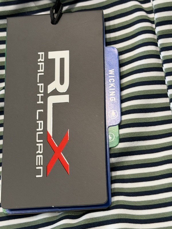 RLX Ralph Lauren Blue/White Stripe Short Sleeve Polo Shirt Men's Size Large NWT gallery