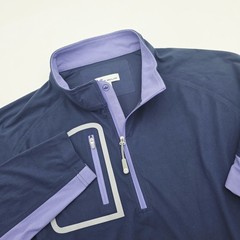 Peter Millar Men’s XL Pullover 1/2 Zip Navy Blue / Purple Pockets Long Sleeve