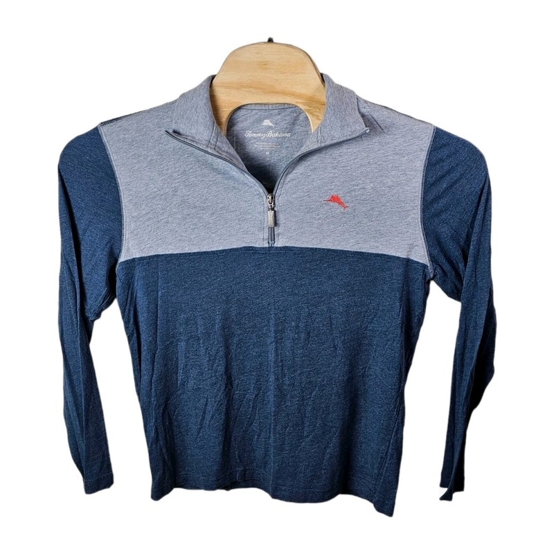 Tommy Bahama Quarter Zip Pullover Mens Medium Blue Gray Cotton Modal Top Outdoor gallery