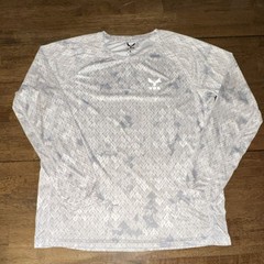 VOG Activewear Long Sleeve Mens US S T-Shirt Gray White Graphic Print Polyester