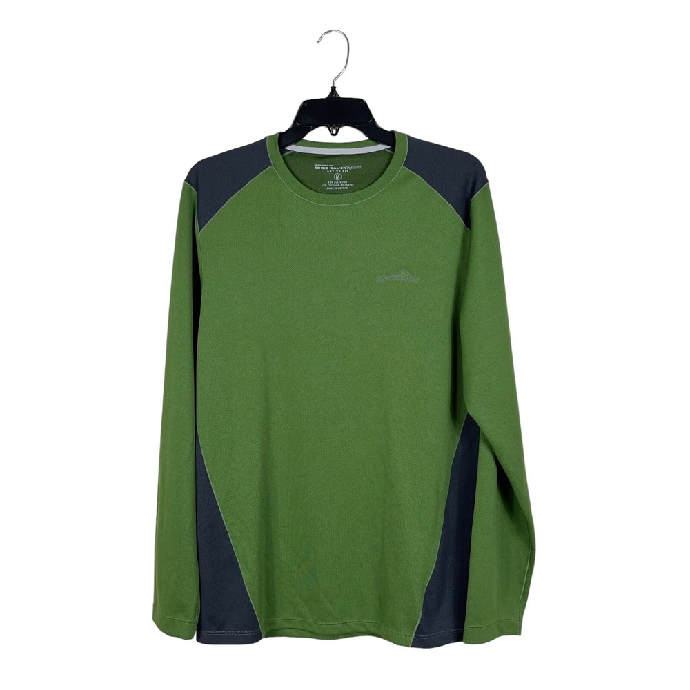 Eddie Bauer Sport Pullover Mens Sz M Active Fit Top Long Sleeve Round Neck Green