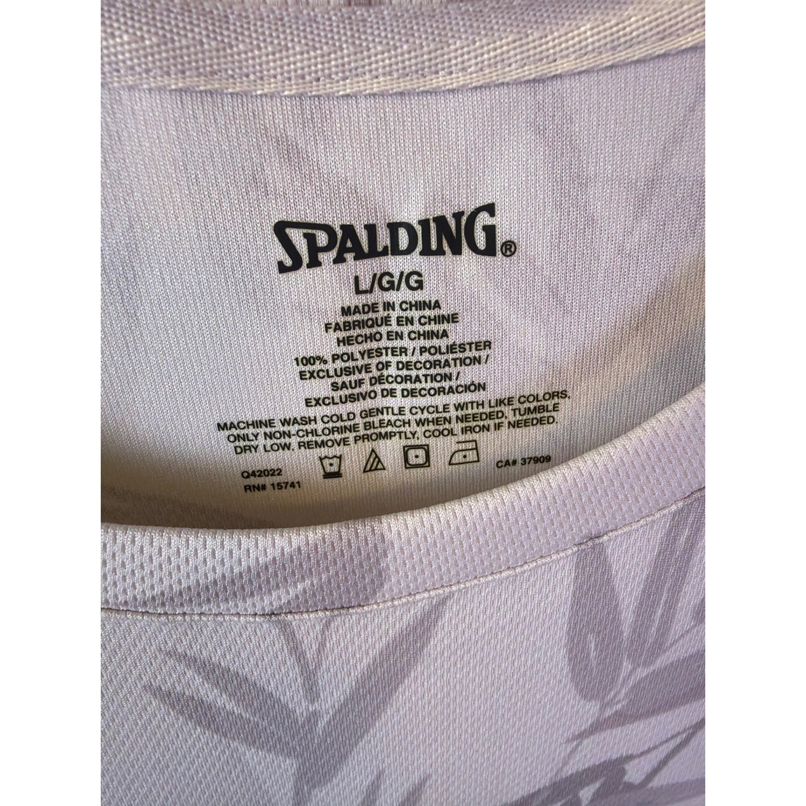 Spalding Performance T-Shirt Mens Large Lilac Ash Bamboo Print Short Slv RLG0002 gallery