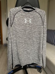 Under Armour Size S Men’s HeatGear Long-Sleeve T-Shirt –gray/White-001