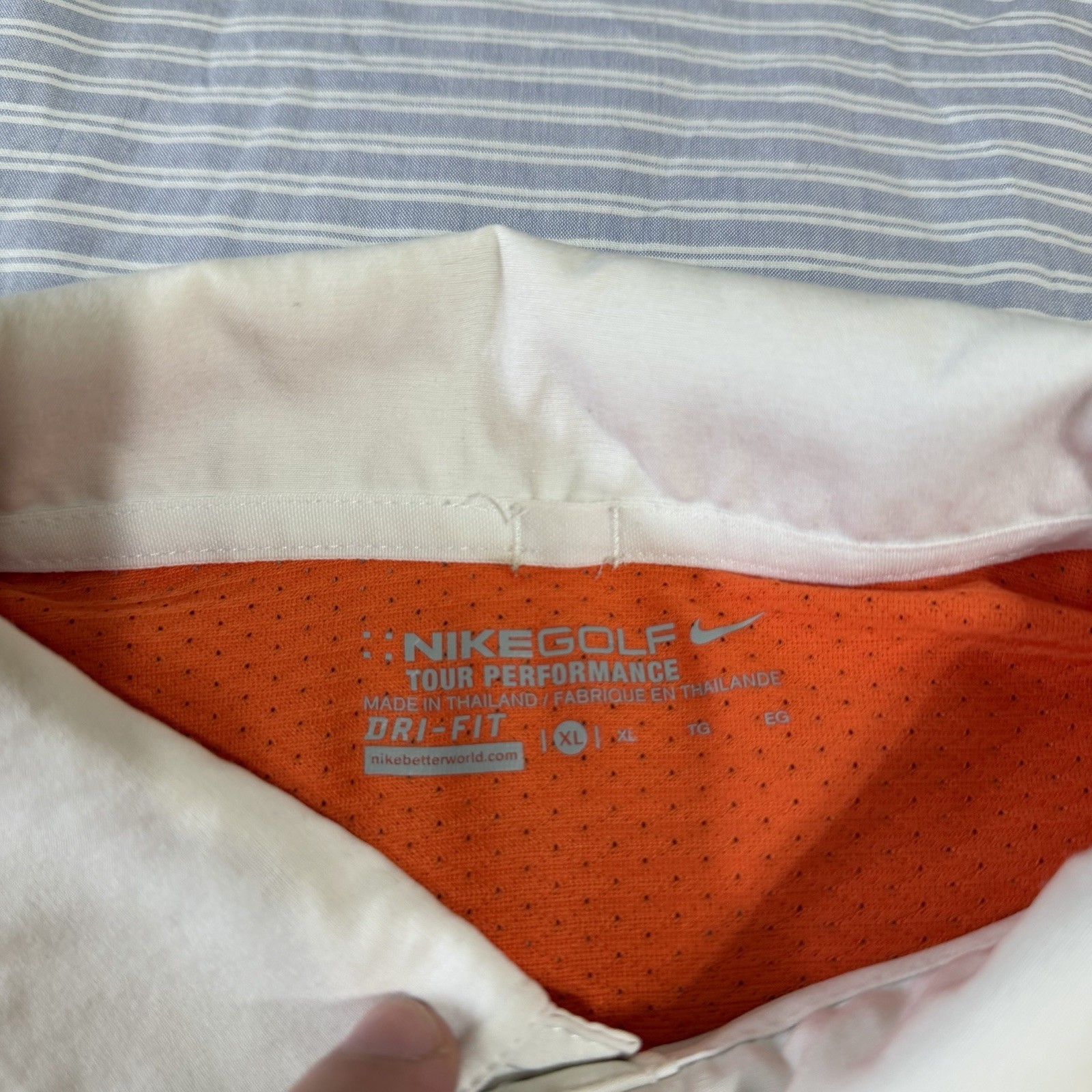 Nike Golf Mens Collared White & Orange Short Sleeve Activewear Polo Shirt XL gallery