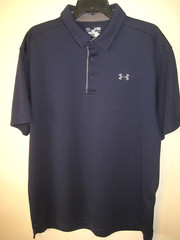 EUC- UNDER ARMOUR heat*gear Men’s XL Navy Blue Polyester Knit Polo- Ships FREE!