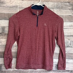 Rhoback Q-Zip Pullover Mens Medium Red Herringbone 1/4 Zip Golf Performance