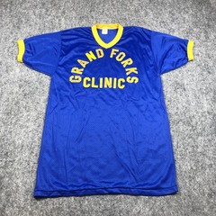 Vintage Russell Athletic Jersey Shirt Mens L Blue Grand Forks Clinic Mesh V Neck
