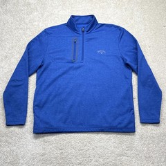 Callaway Golf Pullover Mens Large Blue 1/4 Zip Fleece Lined Mock Neck Top