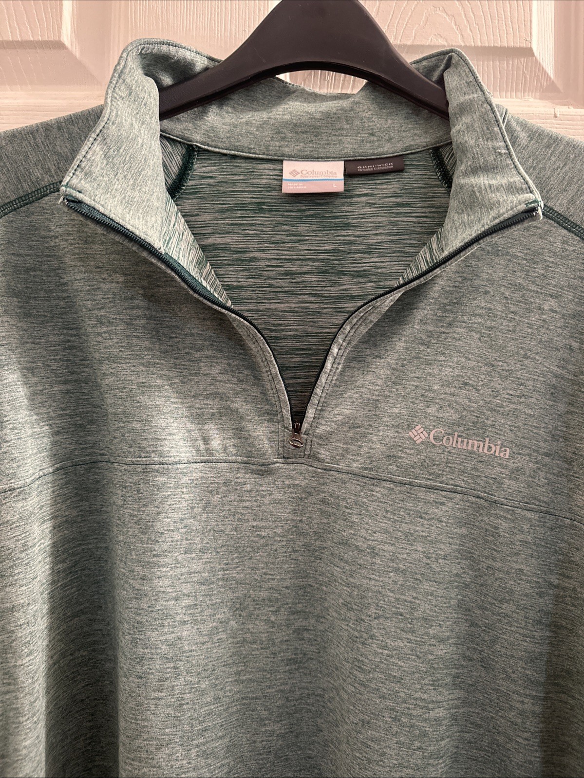 Columbia Omni-Wick 1/4 Zip Pullover Mens Green Large Omni Shade Fishing Active gallery