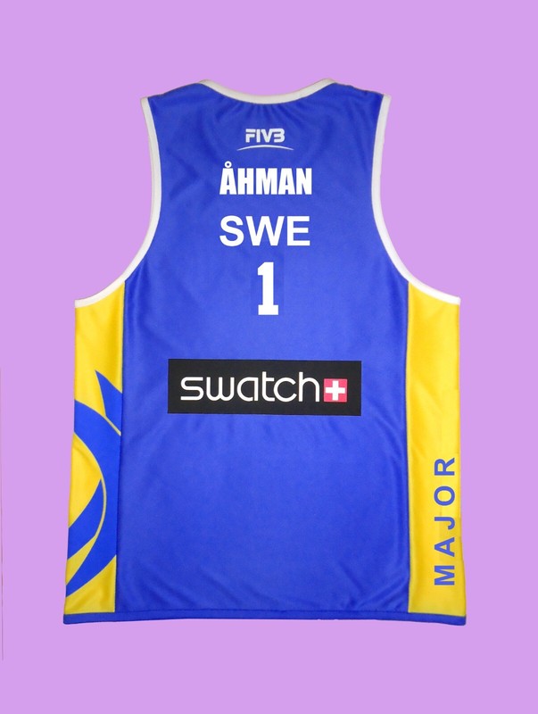 Beach Volleyball Jersey ÅHMAN/HELLVIG Blue/Yellow Size S, M, L, XL, 2XL New gallery