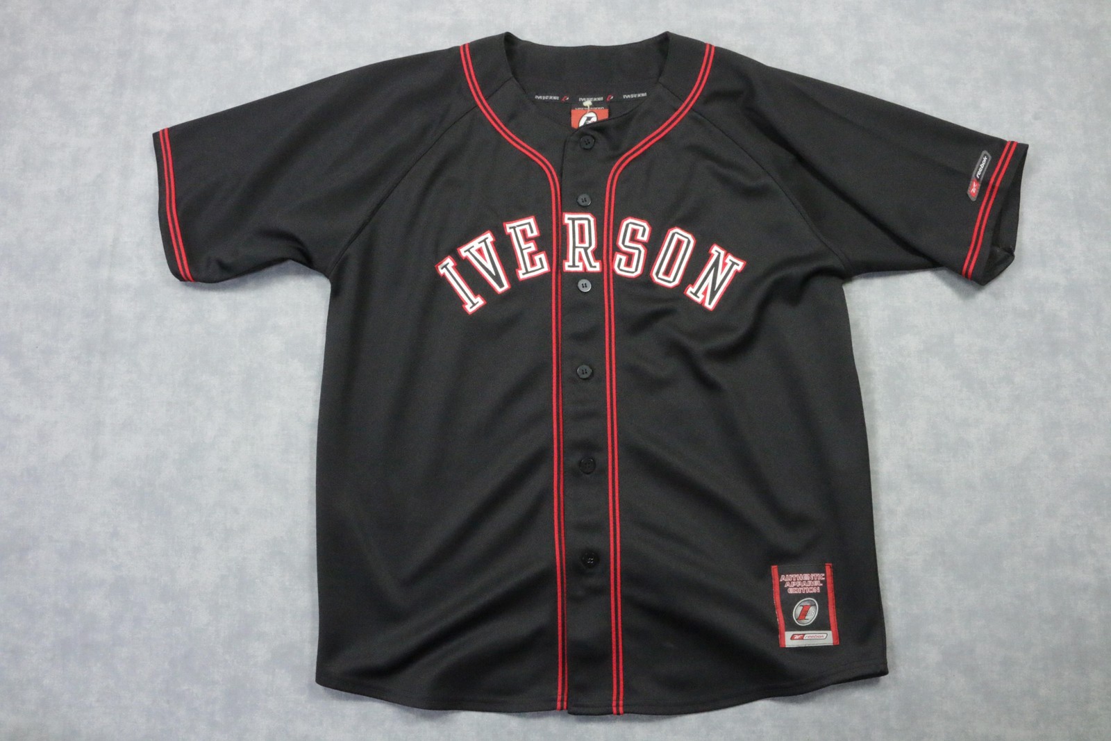 Vintage Reebok Allen Iverson Baseball Jersey Shirt Mens XL Black 3 Button Front gallery