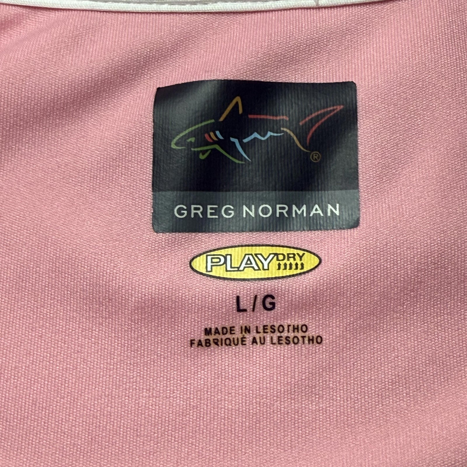 Greg Norman Play Dry Men's Large short sleeve Polo Pink Golf Shirt. gallery