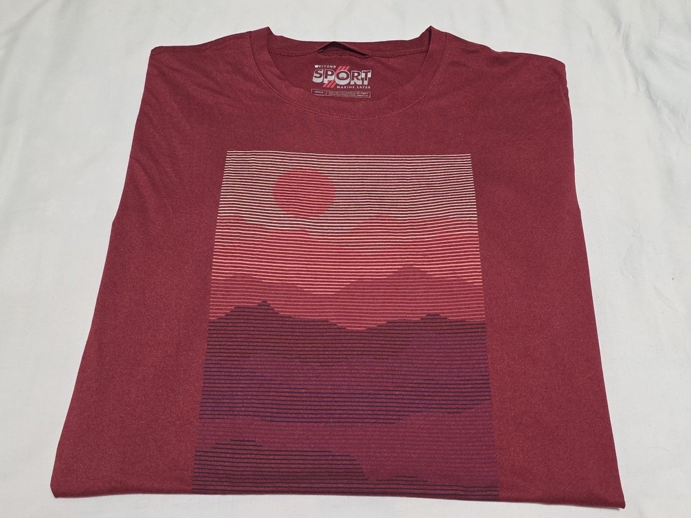 Marine Layer Weekend Sport Performance Heatwave Wine Short Sleeve Shirt Larger