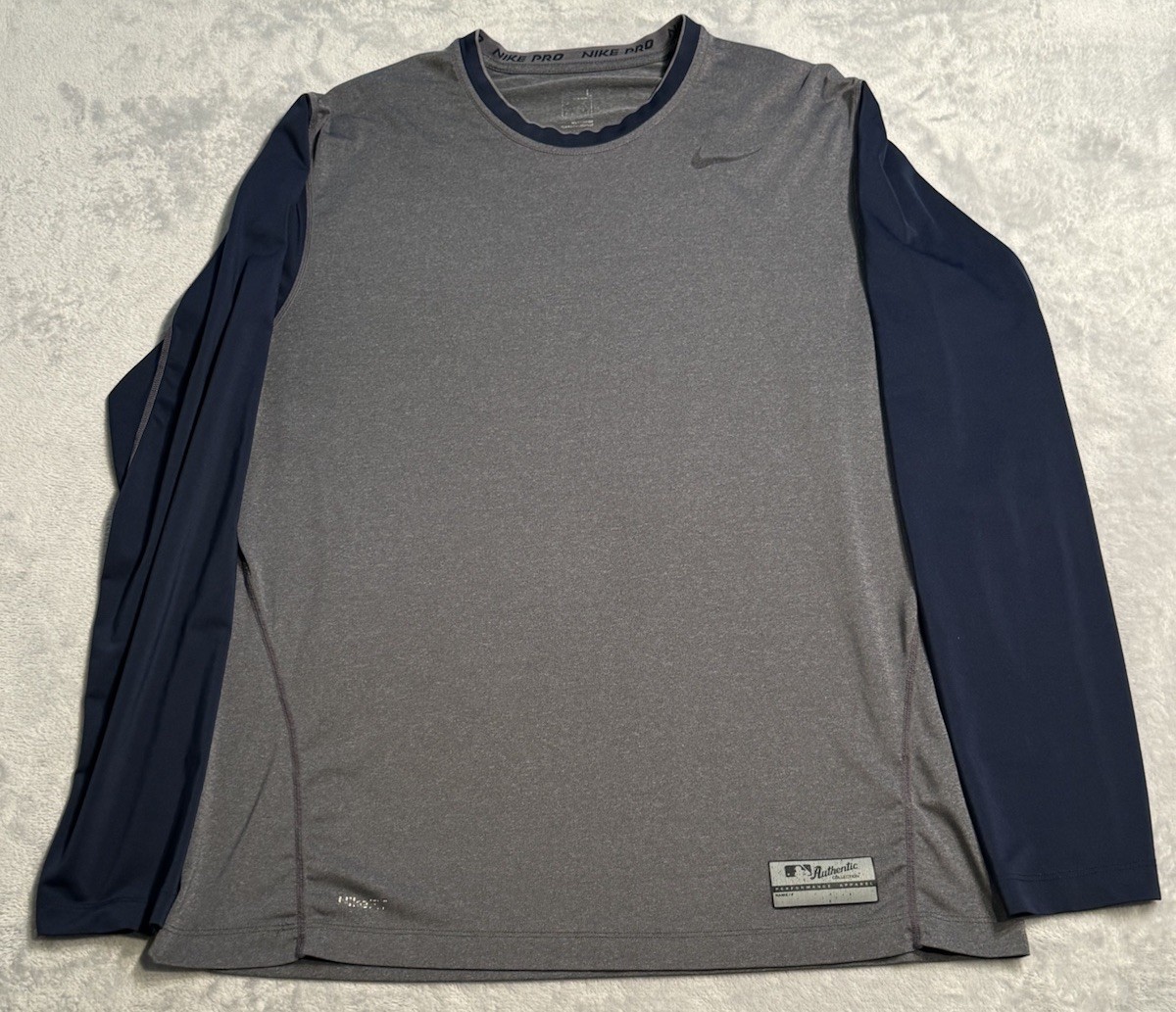 Large Nike Pro Combat Shirt Mens Gray Blue MLB Authentic Long Sleeve Athletic gallery