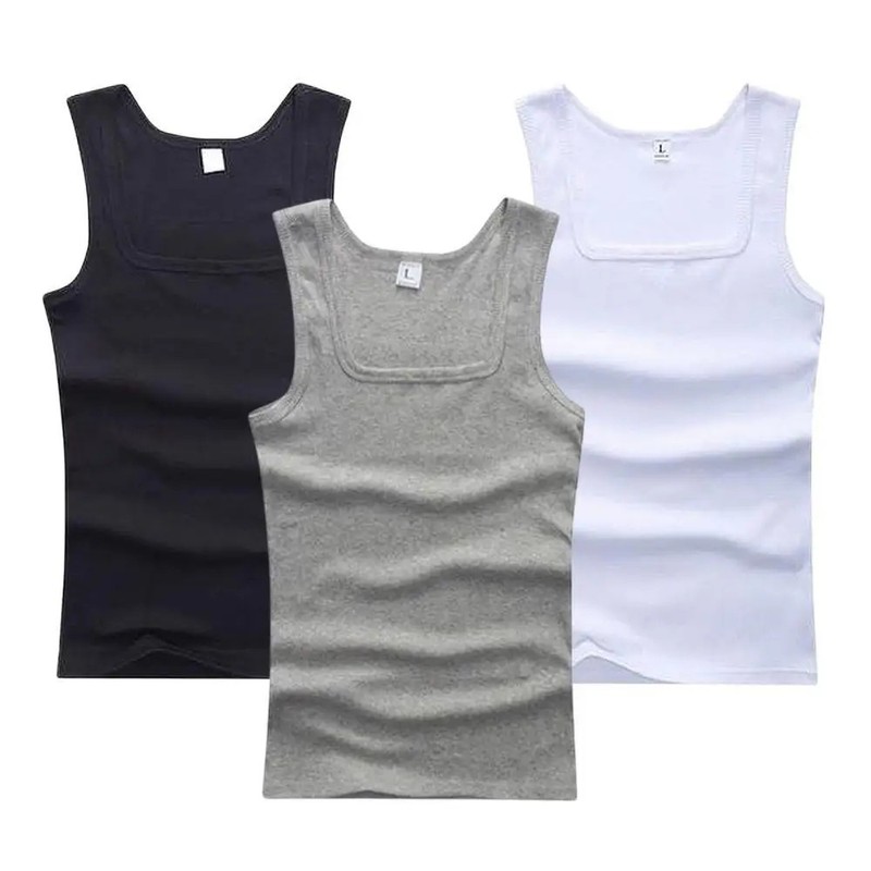 3pcs/set Four Seasons Men Tank Tops Black White Gray Singlets Sleeveless Men Ves gallery