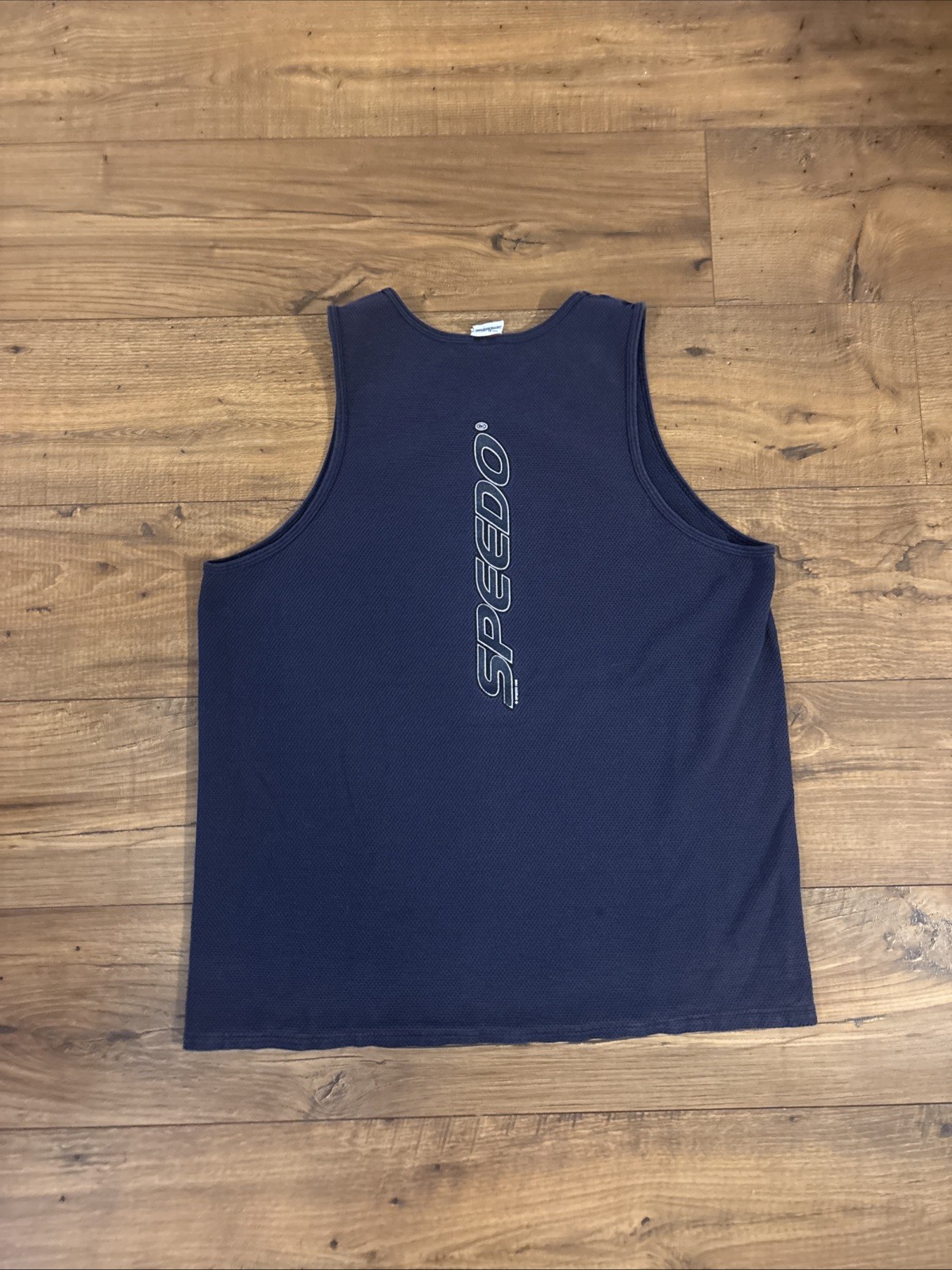 VTG 1998 Speedo Tank Top Spell-out Logo Navy Beach Pool USA - Men’s L/XL gallery