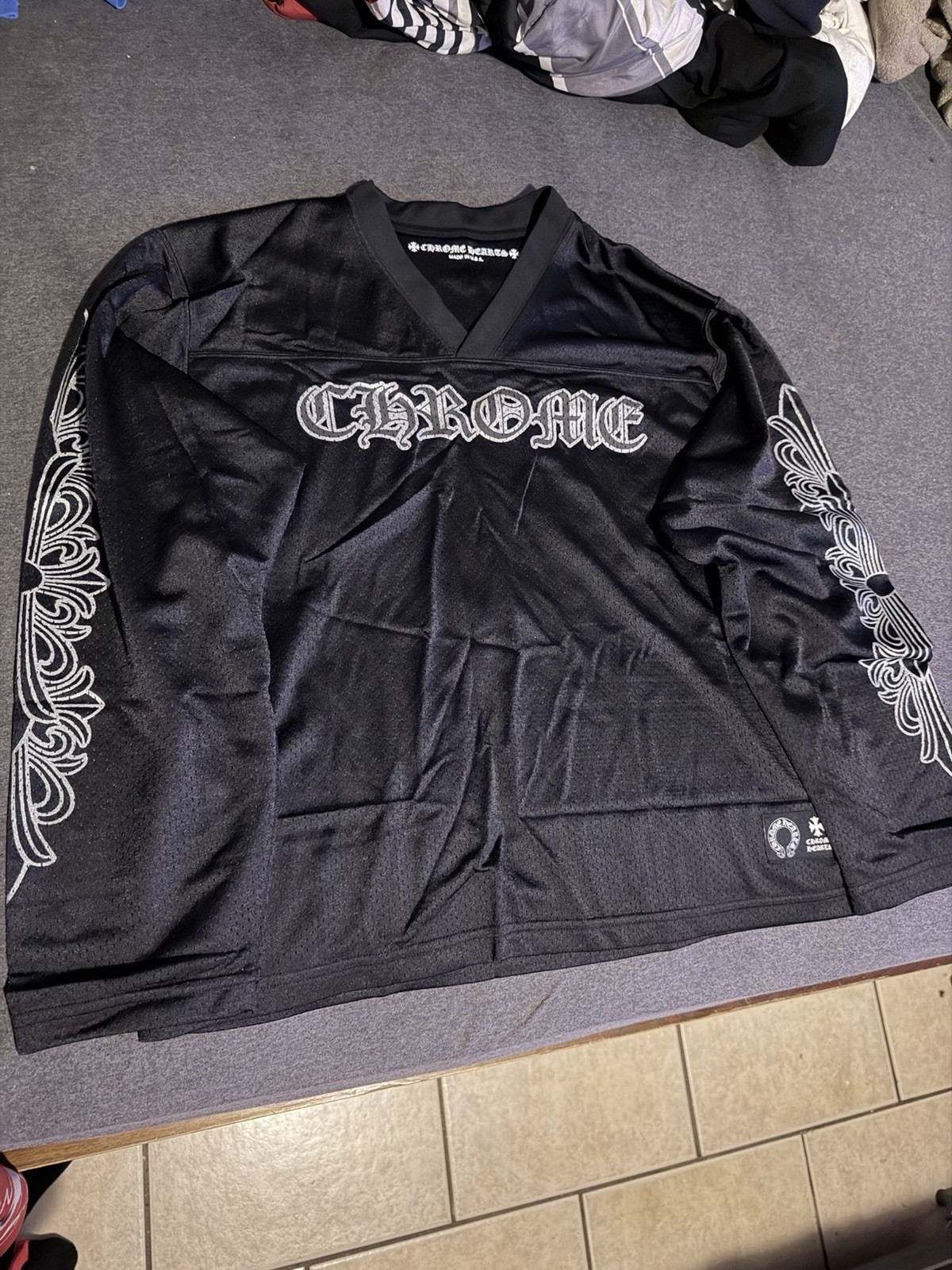 Chrome Heart Mesh Long Sleeve Jersey Black Size Small gallery