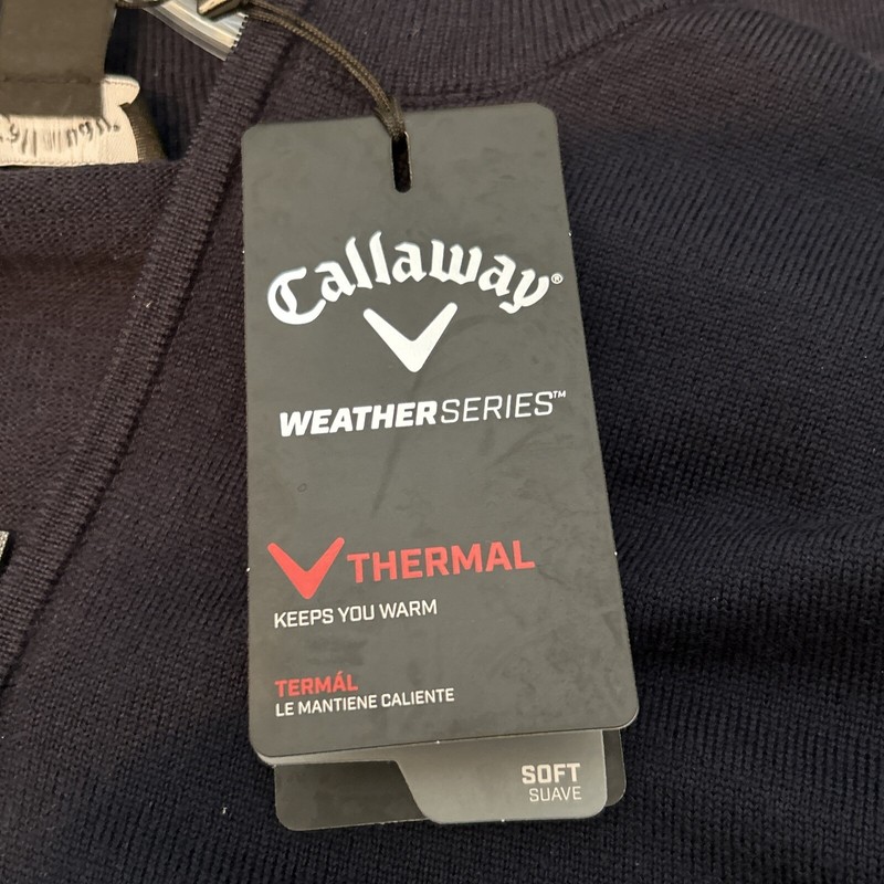 Callaway Men’s XL Navy Blue Weather Series Long Sleeves Thermal 1/4 Zip Pullover gallery