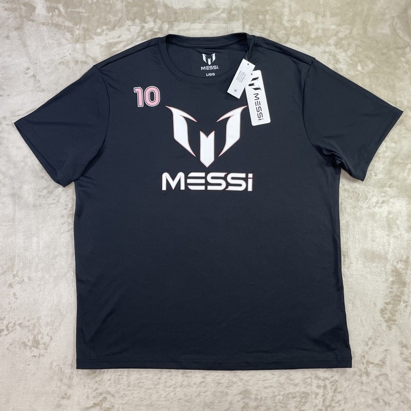 Messi Collection Black Pink Number 10 Soccer Jersey T Shirt Men's Large NWT gallery