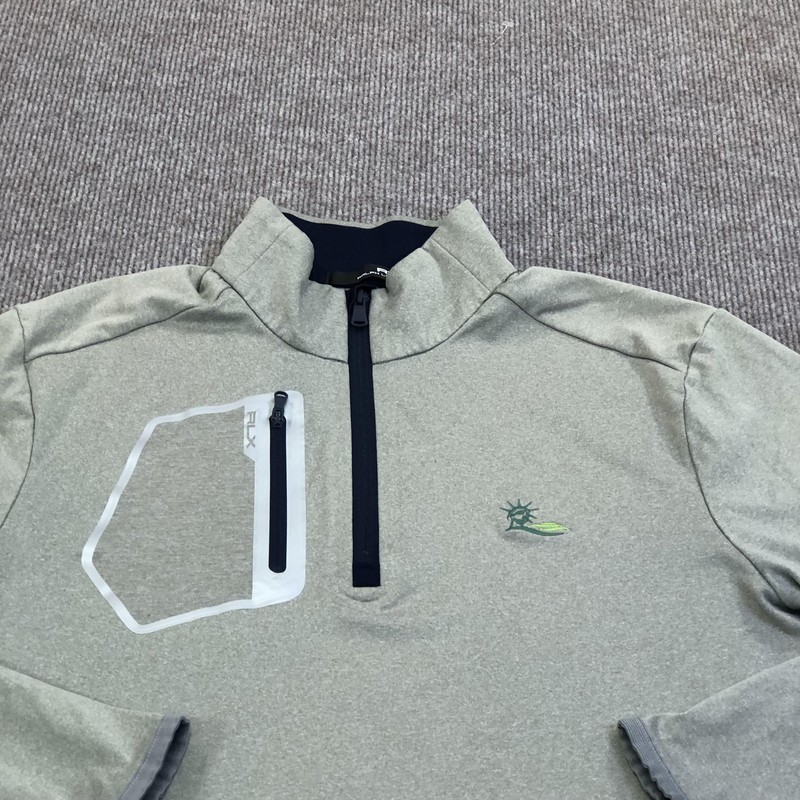 RLX Ralph Lauren Pullover Mens Medium Gray 1/4 Zip Performance Golf Pocket Top gallery