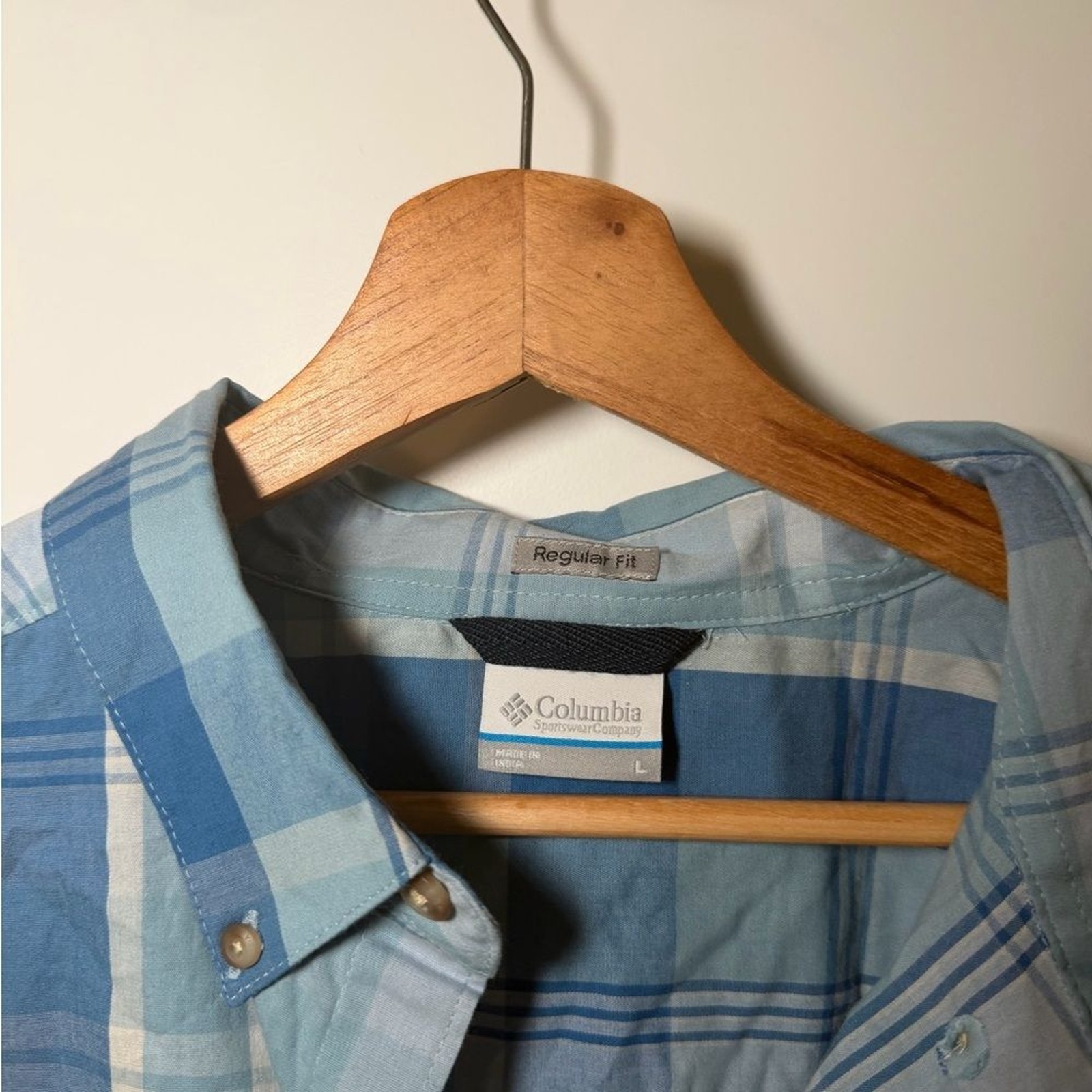 Columbia Mens Rapid Rivers Short Sleeve Shirt Light Blue Plaid Casual Large gallery