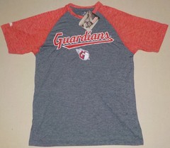 CLEVELAND GUARDIANS S/S T SHIRT MEN’S M L XL 2X NWT GRAY RED 100% POLYESTER