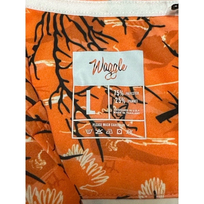 Waggle 1/4 Zip Hoodie Blaze Orange Hunting Season Stretch Golf Pullover Sz L gallery
